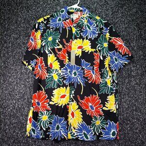 J. Crew Men's Floral Print Camp Shirt Medium Short Sleeves Poppy Daisy